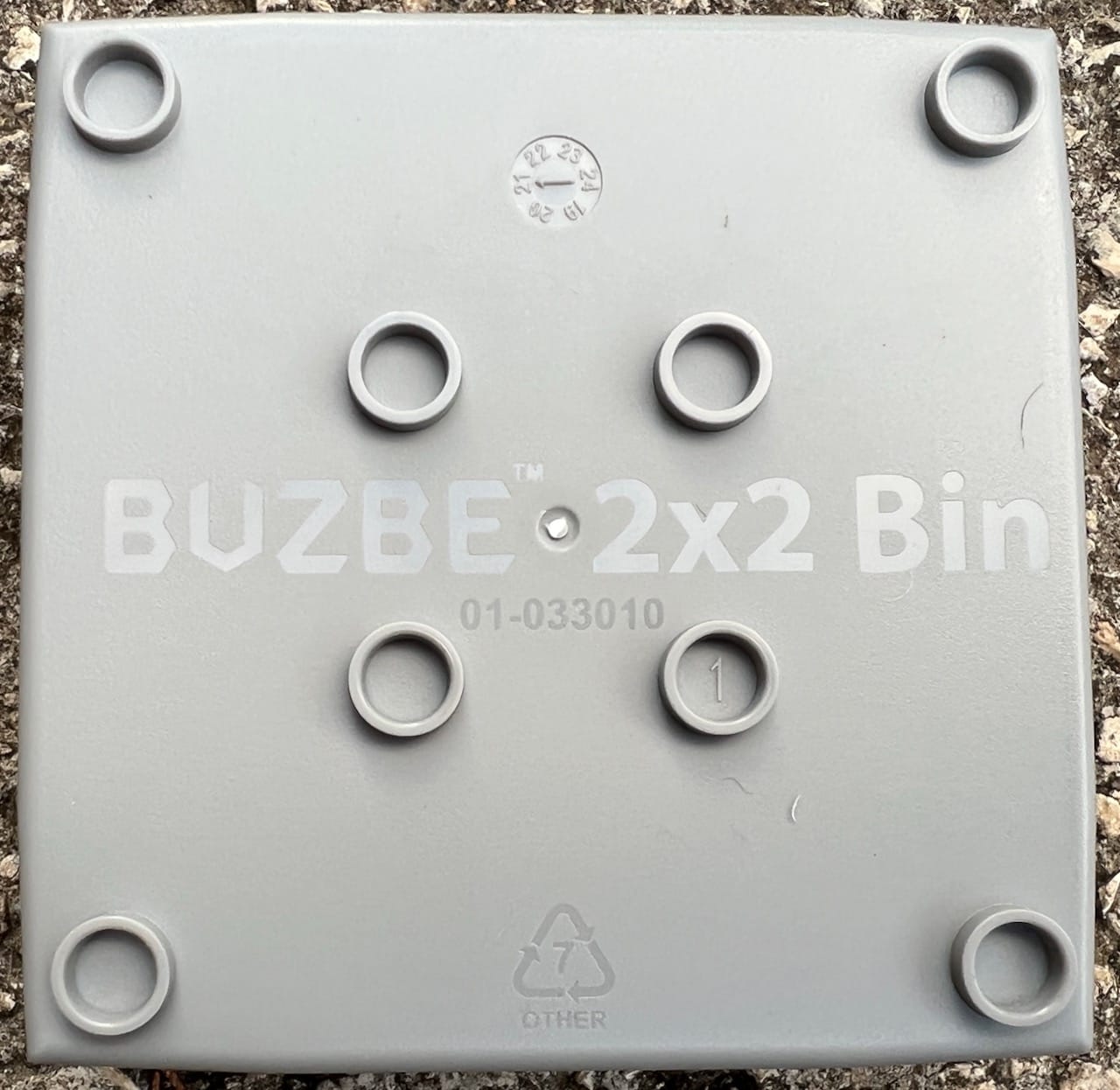Bottom of Buzbe 2x2 Bin