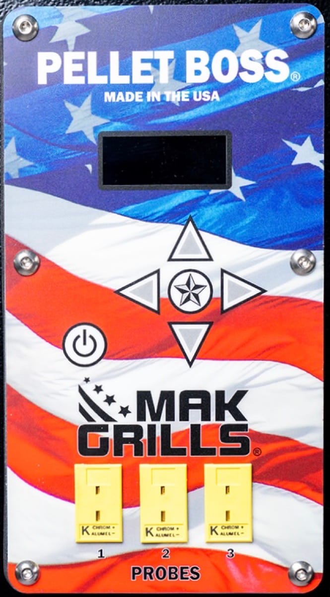 MAK Grills Pellet Boss Controller with new K-Style professional meat probe connections. 