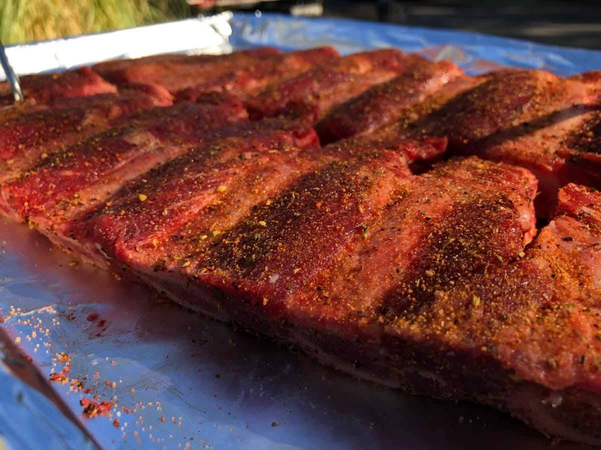 Beef finger ribs seasoned with Pit Barrel Cooker Beef & Game Rub