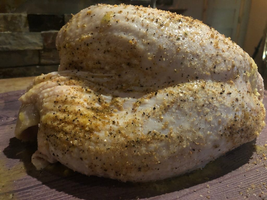 Young turkey seasoned with SuckleBusters Lemon Pepper Garlic