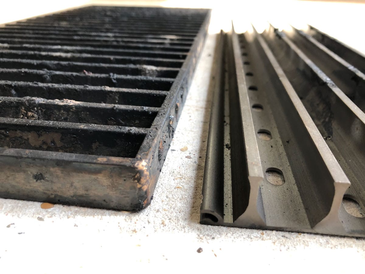 MAK Searing Grate on left and GrillGrate Brand Searing Grate on right.
