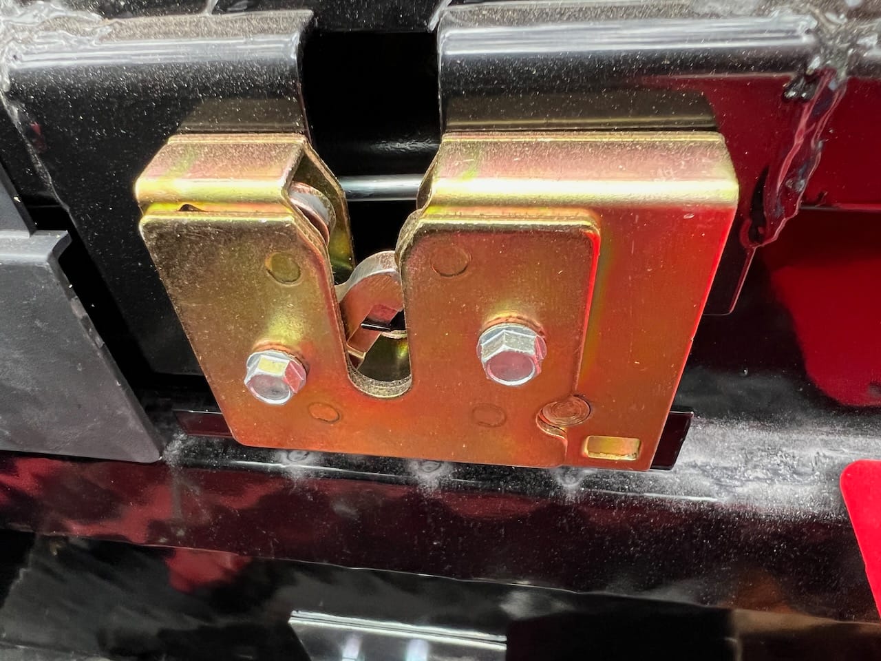 Locking mechanism on Weather Guard tool box.