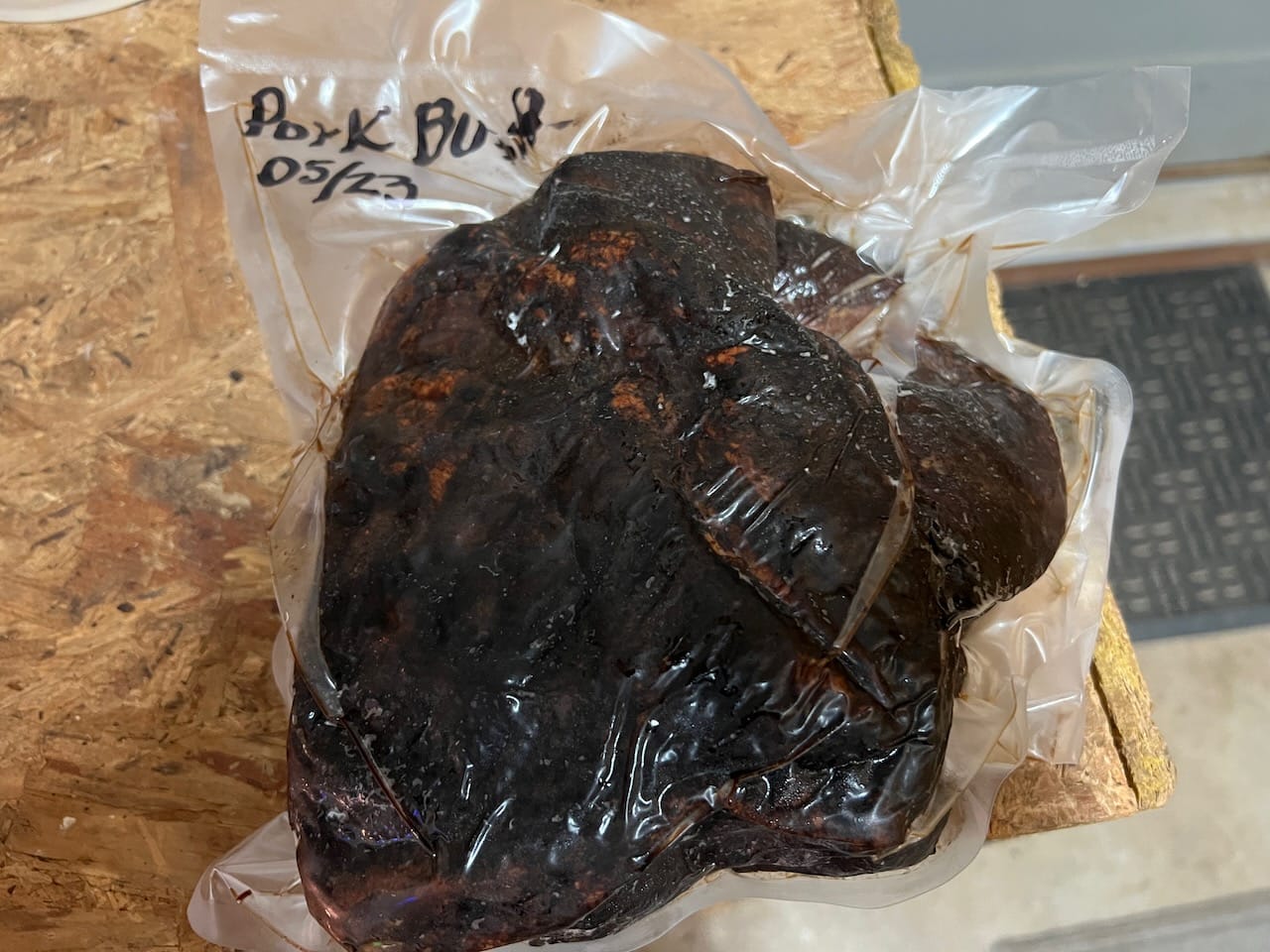 Whole pork butt we were able to vacuum seal because it was a smaller size.