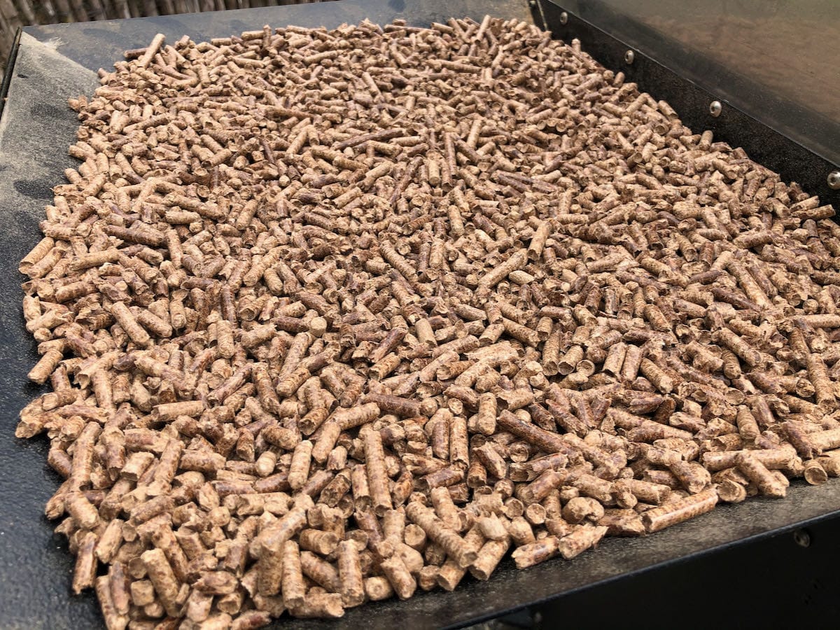 Wood pellets in MAK 2 Star pellet grill hopper.