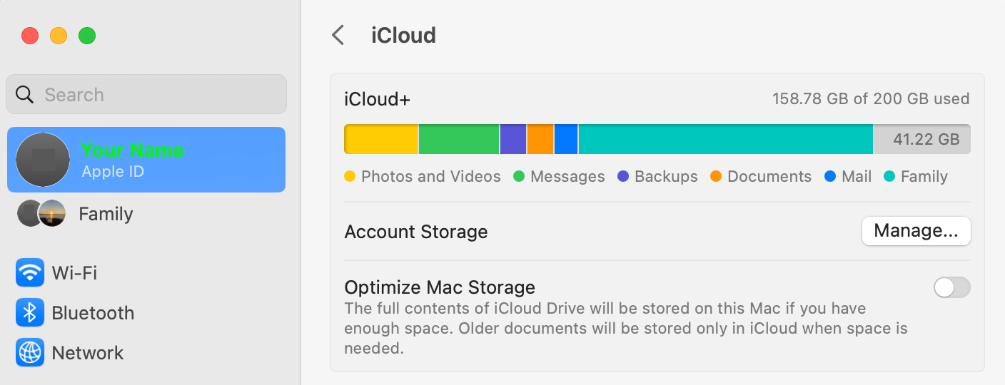 Clicking the “manage” button next to account storage under the iCloud settings will take you to the next screen where you can delete Apple Notes data on iCloud.