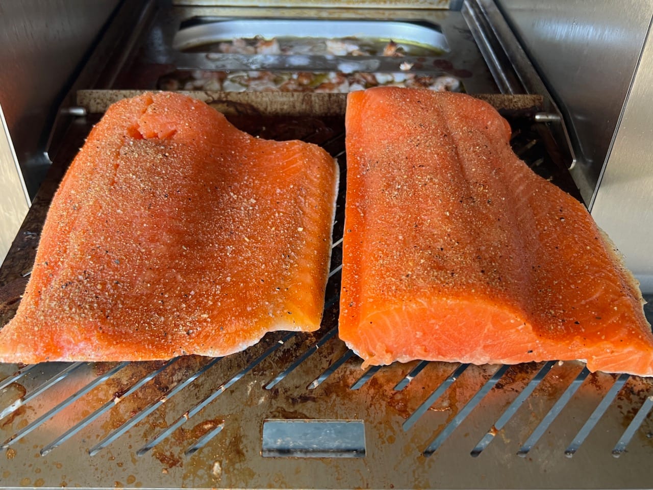 Meaty salmon filets from Costco on Schwank Infrared Grill